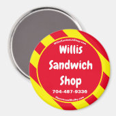Willis Sandwich Shop Rode/Gele Magneet (Voorkant / Achterkant)