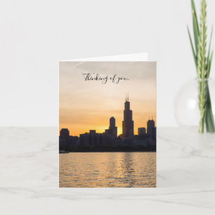 Willis Tower Sunset Silhouet Denken Van U Kaart