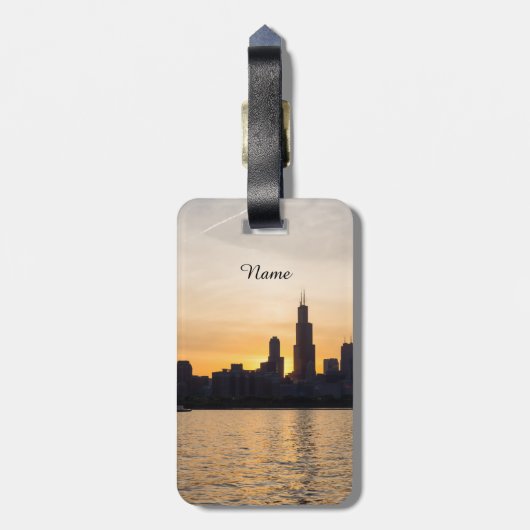 Willis Tower Sunset Silhouette Bagagelabel (Achterkant verticaal)
