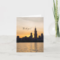Willis Tower Sunset Silhouette Dank u kaart