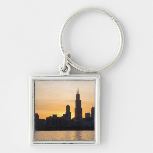 Willis Tower Sunset Silhouette Sleutelhanger (Voorkant)