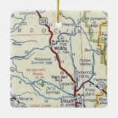 Willits CA Retro Map Keramisch Ornament (Achterkant)