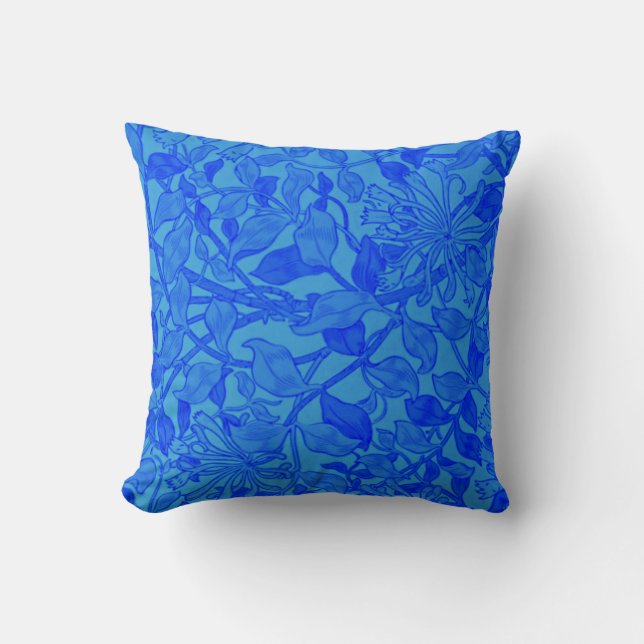 Willliam Morris - Honeysuckle in blauw Poster Kussen (Voorkant)