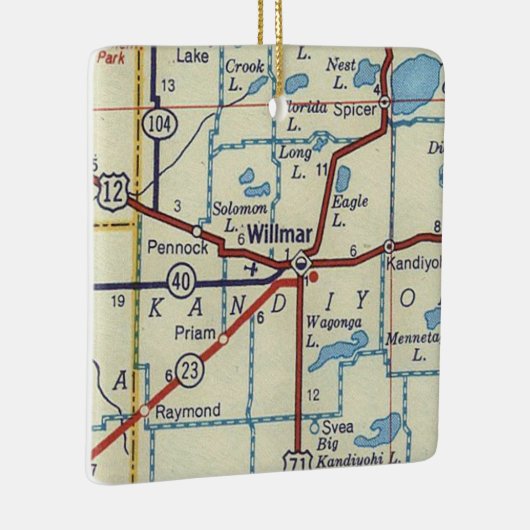 Willmar MN map Keramisch Ornament (Rechts)