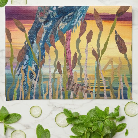 Willow Berm Marina Blue Heron Sunset Keukenhanddoe Theedoek (Gevouwen)