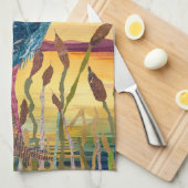 Willow Berm Marina Blue Heron Sunset Keukenhanddoe Theedoek (Quarter Fold)