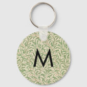 Willow Botanical Leaves William Morris Monogrammed Sleutelhanger (Voorkant)
