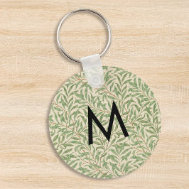 Willow Botanical Leaves William Morris Monogrammed Sleutelhanger