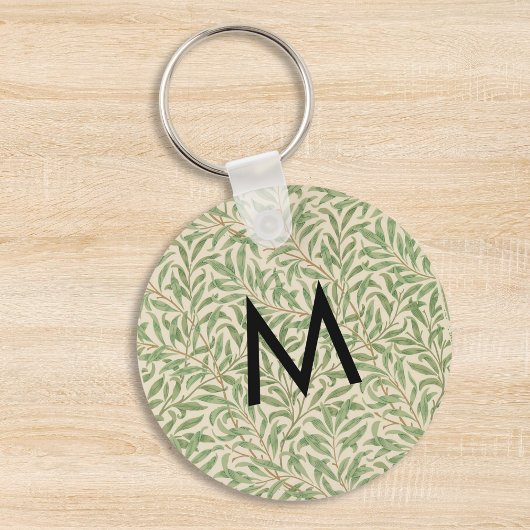 Willow Botanical Leaves William Morris Monogrammed Sleutelhanger
