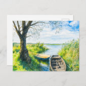 Willow boten kalmeren rivier aquarell havelland feestdagenkaart (Voorkant / Achterkant)