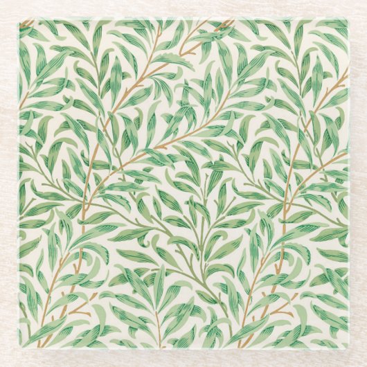 Willow Bough William Morris Pattern Glazen Onderzetter (Voorkant)