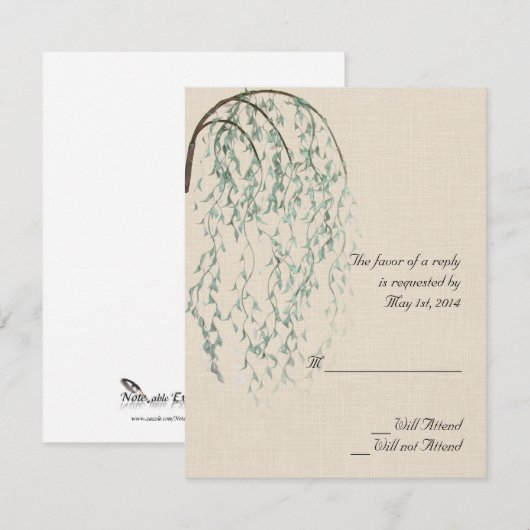 Willow Branch op Linnen Reactiekaart RSVP Kaartje (Voorkant / Achterkant)