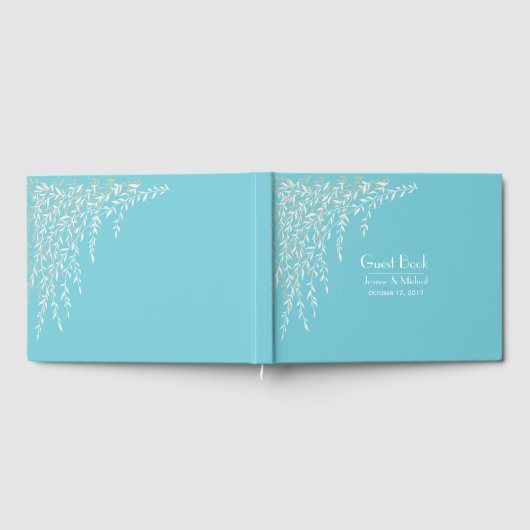 Willow Branches Robins Egg Blue Wedding Guest Book Gastenboek (Volledig)