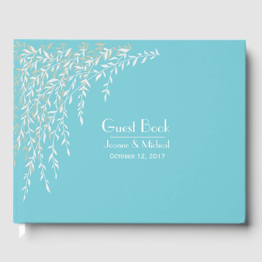 Willow Branches Robins Egg Blue Wedding Guest Book Gastenboek (Voorkant)
