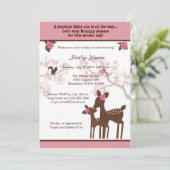 Willow Deer Baby shower Invitation forest PINK Kaart (Staand voorkant)