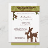 Willow Deer Baby shower Invitation forest woodland Kaart (Voorkant / Achterkant)