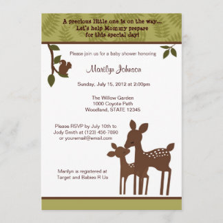 Willow Deer Baby shower Invitation forest woodland Kaart