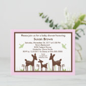 Willow Deer/Deer Pink Baby shower Uitnodiging (Staand voorkant)