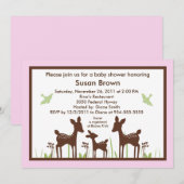 Willow Deer/Deer Pink Baby shower Uitnodiging (Voorkant / Achterkant)