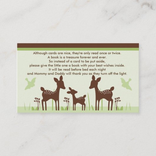 Willow Deer Family Baby shower Book Request Cards Informatiekaartje (Voorkant)