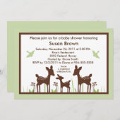 Willow Deer Green Baby shower Invitation Kaart (Voorkant / Achterkant)