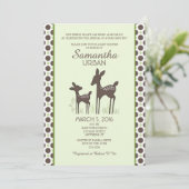 Willow Deer Green Baby shower Invitation Kaart (Staand voorkant)