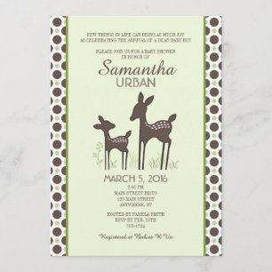Willow Deer Green Baby shower Invitation Kaart