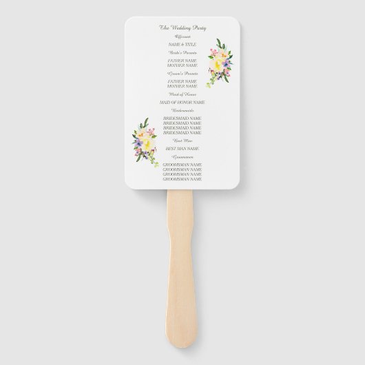 Willow en Floral bruiloft programma Handwaaier (Achterkant)