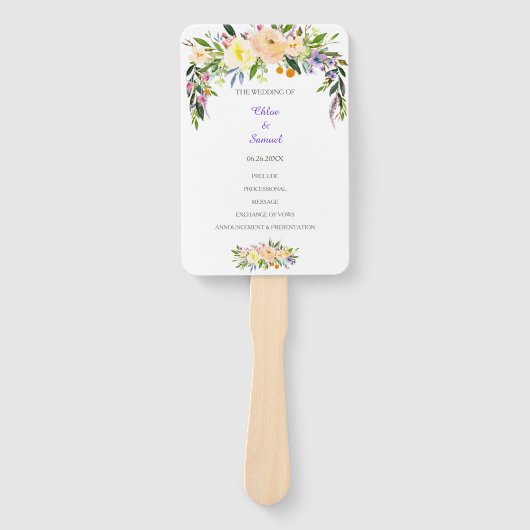 Willow en Floral bruiloft programma Handwaaier (Voorkant)