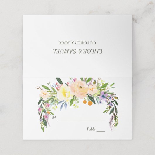 Willow en Floral Wedding Plaatskaartje (Buitenkant ongevouwen)