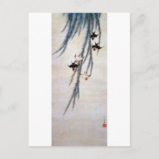 Willow en Swallow, Hokusai Briefkaart (Voorkant)
