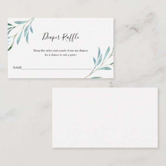 Willow Eucalyptus Baby Luier Raffle Informatiekaartje (Voorkant / Achterkant)