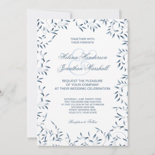 Willow Garden Elegante Blauw en Witte Bloemen Kaart (Achterkant)