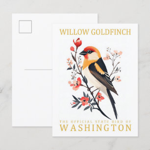 Willow Goldfinch Vogel van Washington Travel Briefkaart