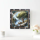 Willow Goose Rustic Water's Edge Vierkante Klok (Huis)