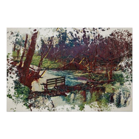 Willow Hall Dam, Sowerby Bridge Impressionistische Perfect Poster (Voorkant)