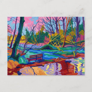 Willow Hall Dam Sowerby Bridge Levendig Fauvistisc Briefkaart