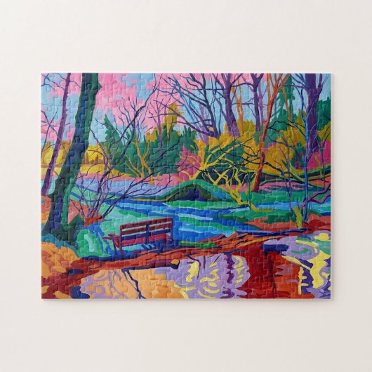 Willow Hall Dam Sowerby Bridge Levendig Fauvistisc Legpuzzel (Horizontaal)