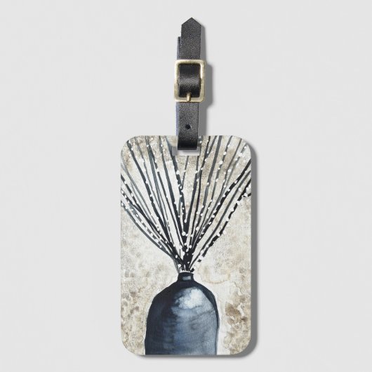 Willow in vaas waterverf bagagelabel (Voorkant (verticaal))