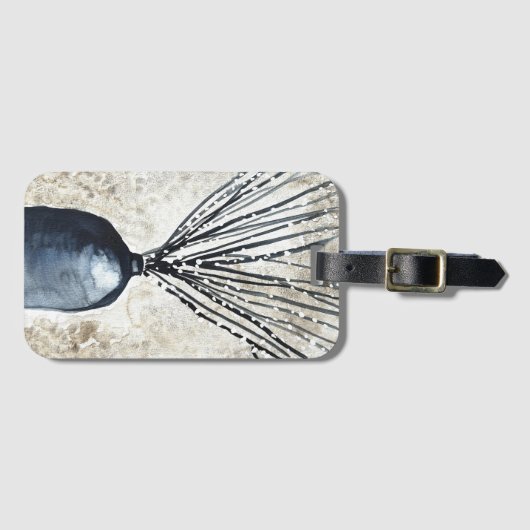 Willow in vaas waterverf bagagelabel (Voorkant (horizontaal))