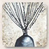 Willow in vaas waterverf bier onderzetter (Voorkant)