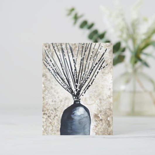 Willow in vaas waterverf briefkaart (Staand voorkant)