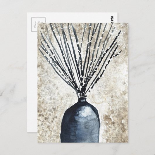 Willow in vaas waterverf briefkaart (Voorkant / Achterkant)