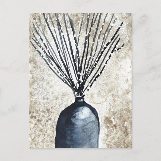 Willow in vaas waterverf briefkaart (Voorkant)