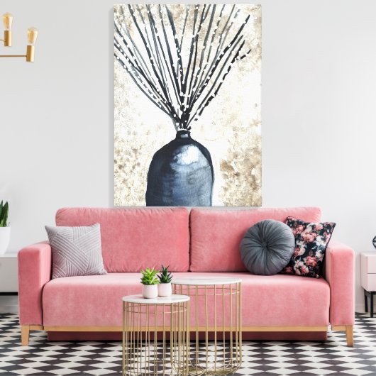 Willow in vaas waterverf canvas afdruk (Insitu (Woonkamer))