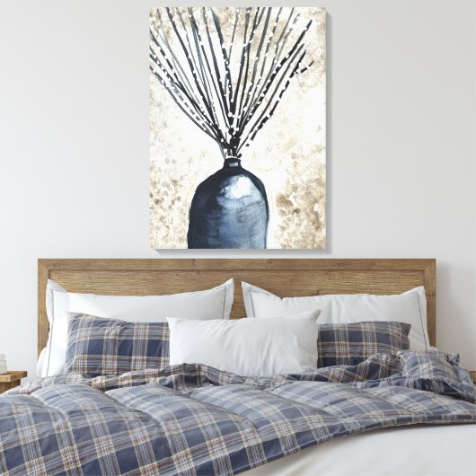 Willow in vaas waterverf canvas afdruk (Insitu (Slaapkamer))