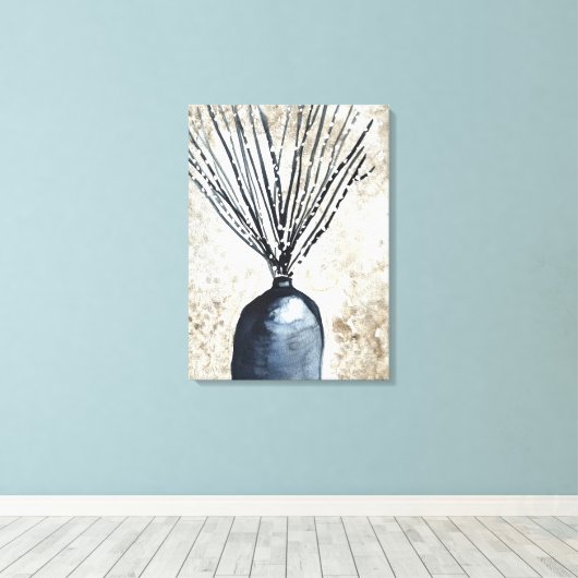 Willow in vaas waterverf canvas afdruk (Insitu (Houten vloer))