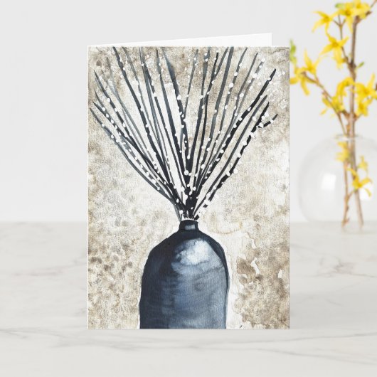 Willow in vaas waterverf kaart (Gele Bloem)