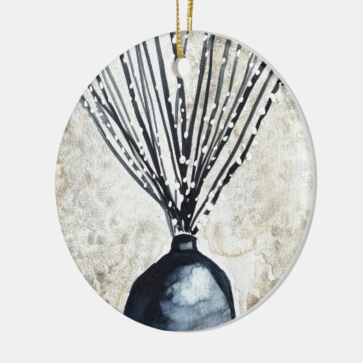 Willow in vaas waterverf keramisch ornament (Links)