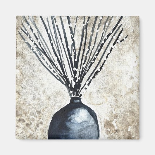 Willow in vaas waterverf magneet (Voorkant)